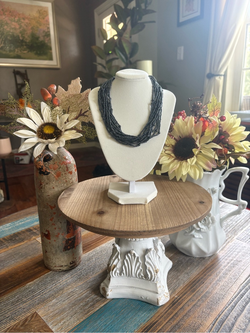 ๐คช 3 for $15! Black Gunmetal Multi Strand Beaded Statement Necklace